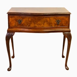 Serpentine Front Side Table on Cabriole Legs with Single Drawer