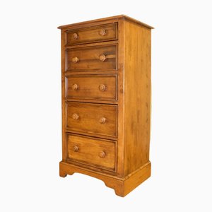 Vintage Brown Oak Tallboy with Five Drawers from Willis & Gambier