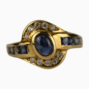 Vintage 18 Karat Gold Ring mit Saphiren