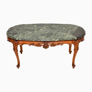 French Coffee Table with Marble Top, 1920s