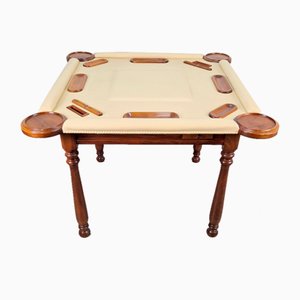 Game Table in Walnut and Leather from Valenti Spain, 1990s