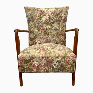 Vintage Armchair with Original Fabric, Italy, 1950s