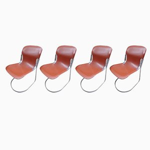 Chrome and Leather Chairs, 1970s, Set of 4