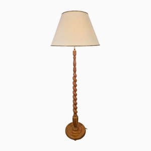 Lámpara de pie Spindle vintage de madera torneada, años 60