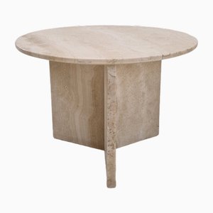 Tavolino da caffè rotondo in travertino, Italia, anni '80
