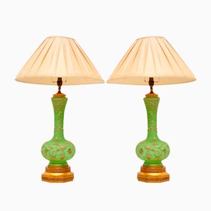 Antique Table Lamps in Glass and Gilt Metal, 1890, Set of 2