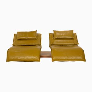 Free Motion Edit 3 Leather Sofa in Leather & Green-Yellow Wood from Koinor