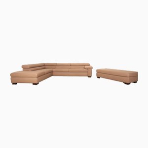 Courage Leather Corner Sofa and Stool from Ewald Schillig, Set of 2