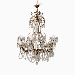 Vintage Metal and Glass Chandelier