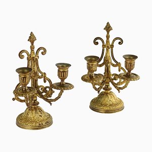 Goldene Vintage Kerzenhalter aus Bronze