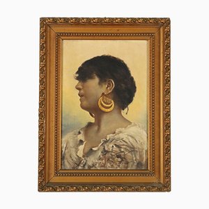 Face of Girl, Oil on Canvas, Framed