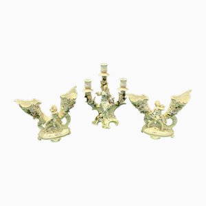 Continental Porcelain Posy Holders and Candelabra, Set of 3