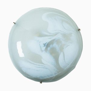 Round Marbled Glass Wall Light attributed to Hillebrand, Germany, 1960s