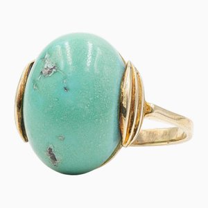 Vintage 14k Yellow Gold Ring with Turquoise, 1950s