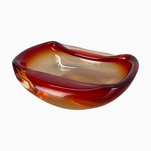 Italian Murano Glass Red-Yellow Bowl, 1970s