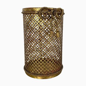 Hollywood Regency Gilded Waste Paper Basket by Li Puma, 1950s