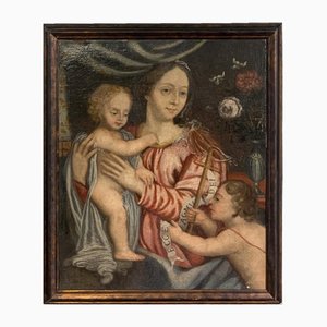 Madonna mit Kind und Johannes, 18. Jh., Öl auf Leinwand