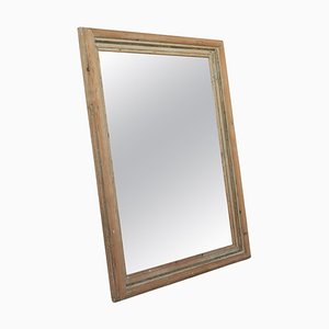 Large Rustic Mirror in Pine and Faded Paint, 1920s