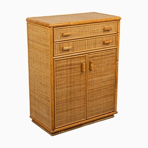 Mid-Century Bamboo, Rattan & Wicker Chest of Drawers, Italy, 1970s