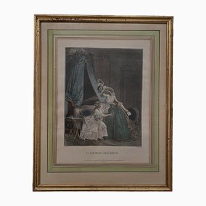 Nicolas Lavreince Janinet, Romantic Indiscretion, Engraving, Framed