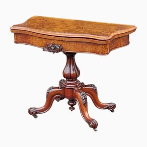 Viktorianischer Kartentisch aus Nusswurzelholz