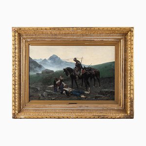 Franz Roubaud, Soldados en el Cáucaso, 1883, pintura, enmarcado
