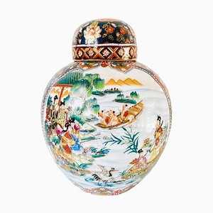 Pot à Gingembre Vintage avec Geishas et Fleurs, Chine