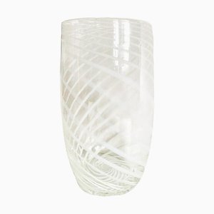 Jarrón vintage de cristal de Murano con remolino en blanco, años 50