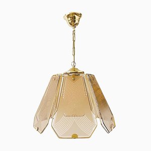 Lampada da soffitto vintage Hollywood Regency in vetro