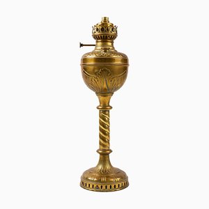 Art Nouveau Gilded Brass Oil Lamp, Early 20th Century