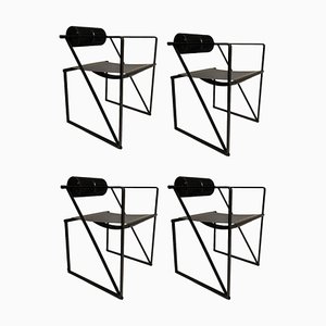 Second Black Metal Chairs Aka Mod. 602 attributed to Mario Botta, 1982