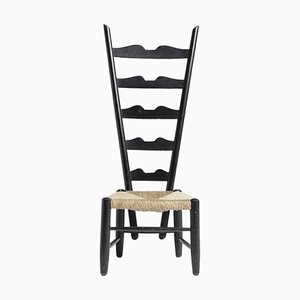 Chair in Wood and Wicker attributed to Gio Ponti for Casa and Giardino, 1939