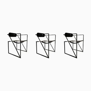 Mario Botta, Second Black Metal Chairs, Aka Mod. 602, 1980er Mario Botta zugeschrieben, 1982, 3er Set