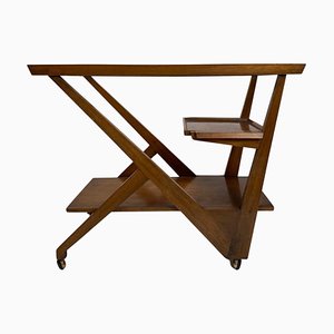 Chariot de Bar Mid-Century en Bois par Charlotte Perriand, Italie, 1950s