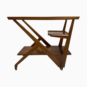 Mid-Century Italian Wooden Bar Cart by Charlotte Perriand, 1950s