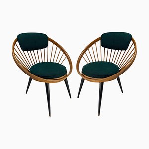 Schwarzer Circle Chair zugeschrieben Yngve Ekström für Swedese, Schweden, 1960er