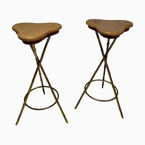 Set of Mid-Century Italian Bar Stools in Brass, 1950s