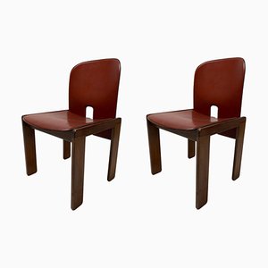 Set de Chaises 121 en Cuir par Afra & Tobia Scarpa pour Cassina, 1967