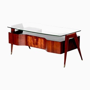 Großer Schreibtisch aus Holz & Messing von Vittorio Dassi, 1950er