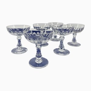 Olivier Cristalleries Champagne Glasses from Val Saint Lambert, 1900, Set of 6