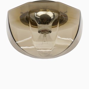 Octagonal Smoked Glass Flush Mount Light, 1960s