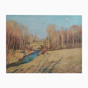 Louis Rheiner, Ruisseau de campagne, 1891, Öl auf Leinwand, Gerahmt