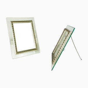 Large Vintage Nickel-Plated Picture Frames in Brass and Glass, 1950s, Set of 2
