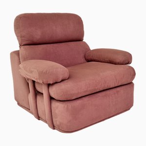 Fauteuil Vintage en Daim Lilas, 1970s