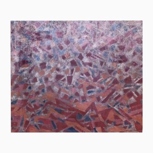 Walter Mafli, Abstract pailleté, 1984, Guazzo, Acquarello e pastello su carta, Con cornice