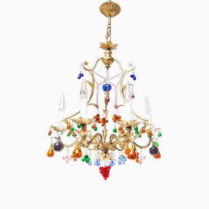 Large Italian Chandelier with Murano Glass Fruits, 1990s
