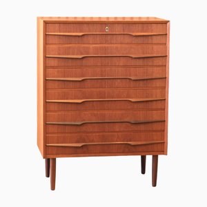 Danish Chest of Drawers in Teak with Decorative Handles, 1960s