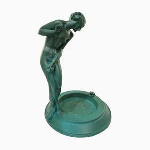 Vague Female Figurine Stepping Into a Lake by Guerbe for Max Le Verrier, France, 1930s