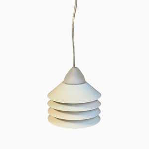 Lampada a sospensione piccola in metallo laccato bianco, anni '80