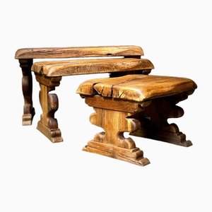 Mesas auxiliares vintage de madera. Juego de 3